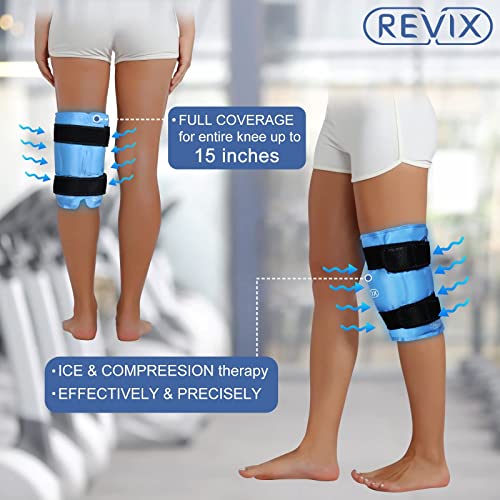 REVIX Ice Pack for Injuries Reusable Gel for Lower Back Pain Relief and XL Knee Ice Pack Wrap Around Entire Knee After Surgery