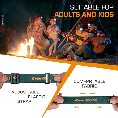 EverBrite Rechargeable Headlamp, 2 Pack Head Lamp for Kids & Adults - color: Forest Green