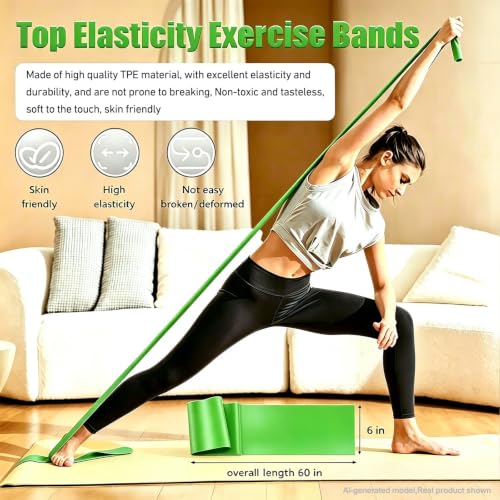 Long Resistance Bands for Working Out, Physical Therapy, Yoga & Pilates - color: Green