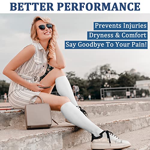 FEYHAY Copper Compression Socks (3 Pairs) 15-20 mmHg Circulation is Best Athletic & Daily for Men & Women, Running, Climbing - color: 04 White/White/White, size: Large-X-Large