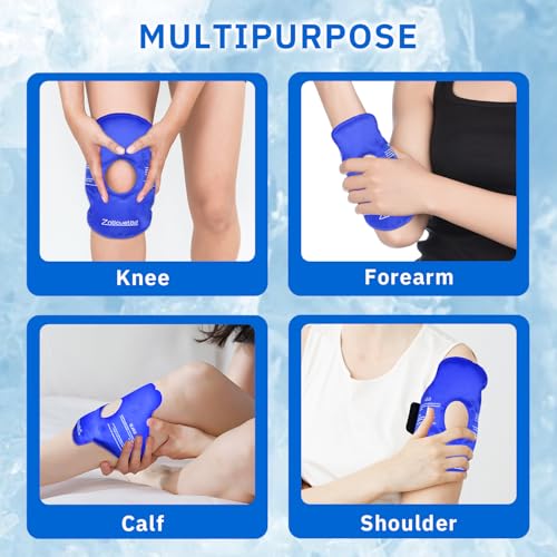 Knee Ice Pack for Injuries Gel Reusable Hot Cold Therapy Compression Wraps for Pain Relief Arthritis Meniscus Tear Surgery Recovery Sprains Swelling Cooling Knees Brace for Women Men Girls Boys