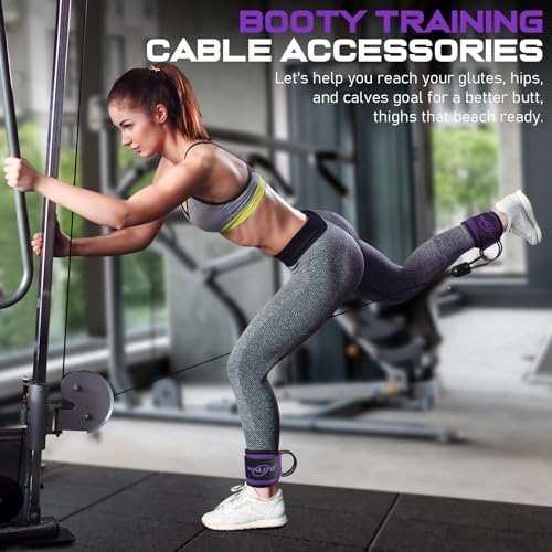 Ankle Straps for Cable Machines, Leg Straps for Glute Kick Back Accessories - color: Purple