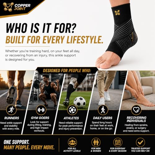 CopperJoint Adjustable Ankle Brace, Strap Support for Running and Sports - size: X-Large