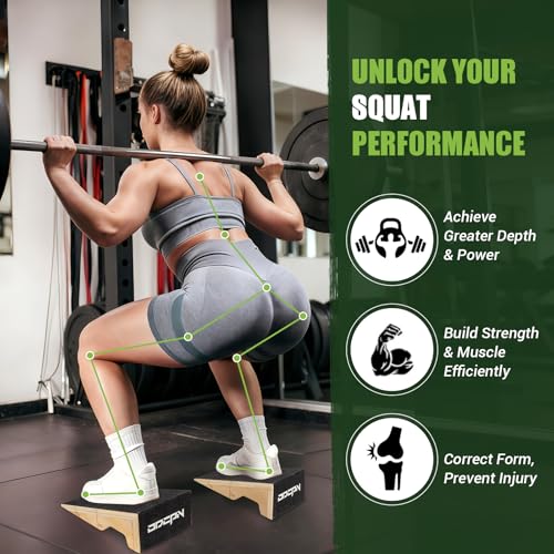 Squat Wedge Block, 1800 LBS Capacity, Wooden Squat Wedge for Heel Elevation