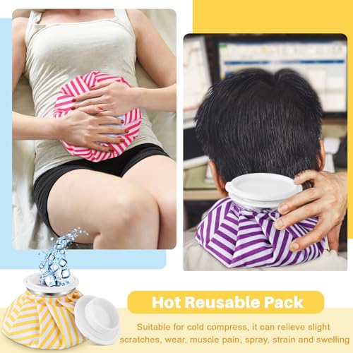 Honoson 4 Pack Reusable Ice Bag Hot Cold Bag Leakproof, Stripes Style - style: Stripes Style