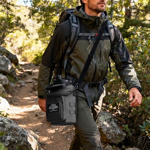 NATURE PIONEOR 32 64 128oz Tactical Water Bottle Pouch, MOLLE Bottle Holder - color: Black, size: 128OZ/YT Half Gallon