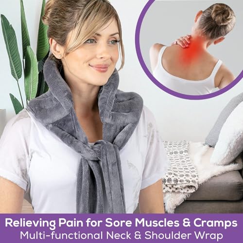 Microwavable Heating Pad with Straps, Extra Large, Gray, Hot/Cold Therapy - color: Gray, size: Extra Large
