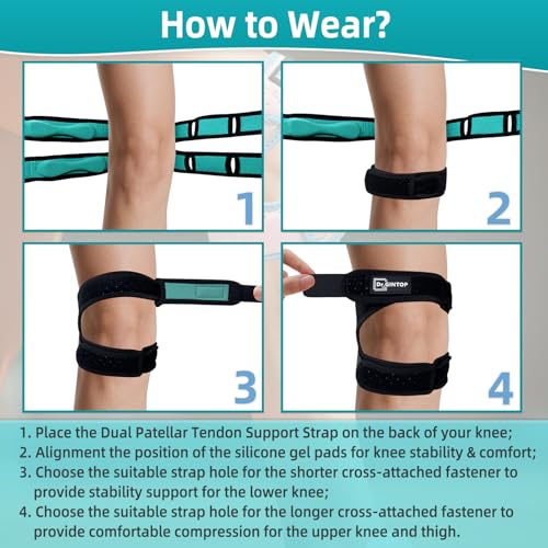 Dual Patellar Tendon Support Strap w/Gel Pad Patella Knee Brace - style: Black