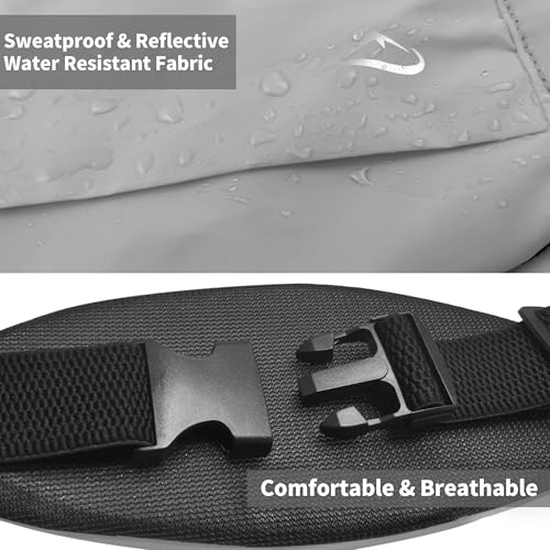 Running Fanny Pack Whole Bag Reflective, Running belt for Women &Men,Sweatproof Phone Holder Workout, Running Waist Pack(grey) - color: grey