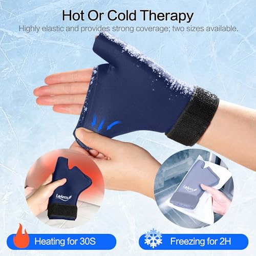 Wrist Ice Pack Wrap with Thumb Brace 2 Pack, Reusable Gel Hot Cold Therapy Glove for Carpal Tunnel Arthritis Tendonitis, Fits Left Right Hand S/M Blue - color: Blue, size: S/M