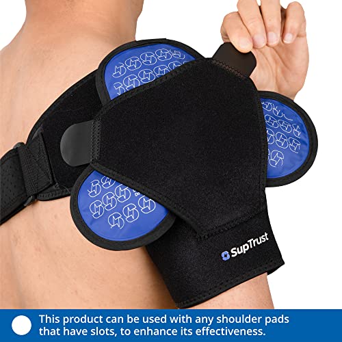 Shoulder Ice Pack for Injuries Reusable: Cold/Hot Therapy Wrap for Rotator Cuff Injuries, Bursitis & Swelling - Gel Ice Pack Reusable Compatible with Suptrust Shoulder Brace for Women and Men, 2 Packs