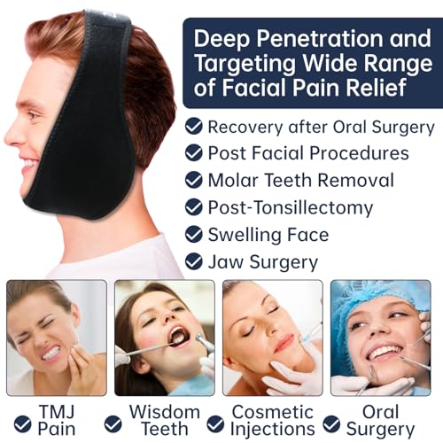 ZNÖCUETÖD Wisdom Teeth Ice Pack Face Head Wrap for Wisdom Teeth Removal Toothache Pain Relief, TMJ, Jaw Ice for Face Oral Surgery, Dental Implant with 6 Reusable Hot Cold Gel Packs - color: Black With 6 Ice Packs