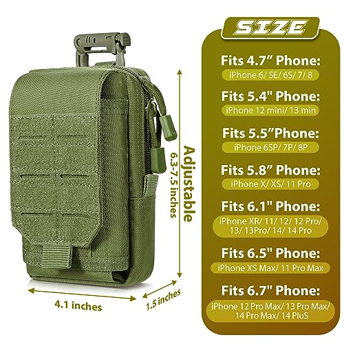 SOWHUP Tactical Molle Pouch Cell Phone Pouch Holster Small Utility EDC Pouch Gadget Organizer Bag - color: Army Green1