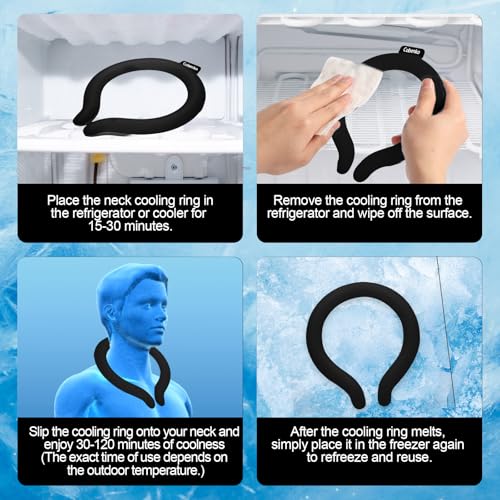 Neck Cooling Tube with Insulated Bag, Reusable PCM Ice Ring, Neck Cooler - color: Black*2