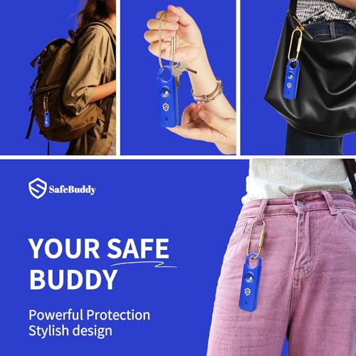 Personal Alarm for Women, Men, Kids, Elderly, Self Defense - Designed by Women 140DB Extra Speakers Alarm with Strobe Light, Rechargeable, Safety Alarms and Premium Keychain (Klein Blue) - color: Klein Blue