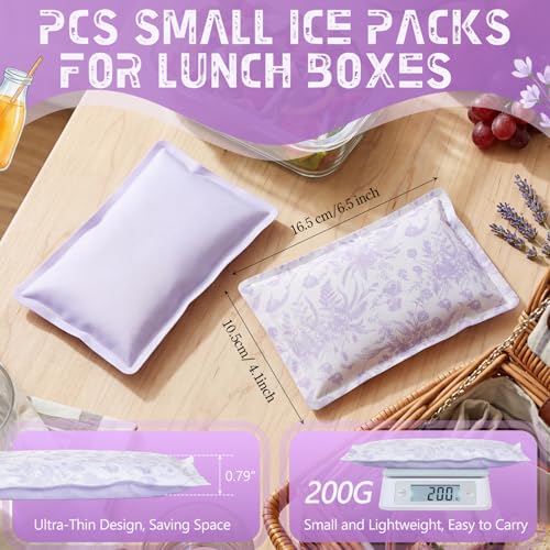 VIHOSE 2 Pcs Ice Packs for Lunch Box Bag - color: Purple, style: Floral