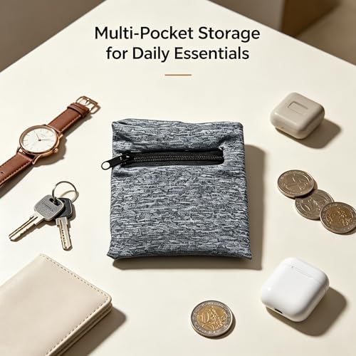 Wrist Wallet for Women Men, Wristband with Zipper Pouch Purse for Running, Walking, Hiking, Jogging, Travel, Events, Spandex Sweatband Wallet for Keys, Cash, Cards, Napkin