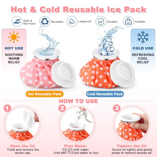 Honoson 4 Pack Reusable Ice Bag Hot Cold Bag Leakproof, Polka-dot Style - style: Polka-dot Style