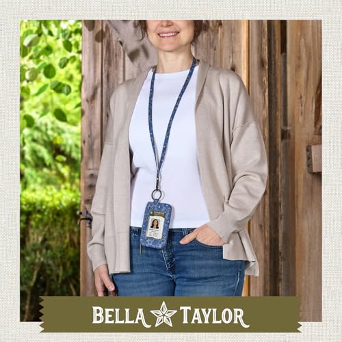 Bella Taylor ID Lanyard, Quilted ID Holder, Navy Floral - color: Navy Floral