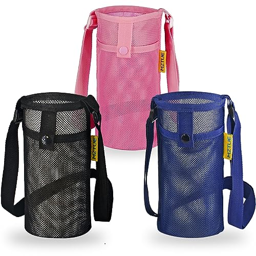 Mesh Sling Bag for Water Bottle, Snacks, Dog Gear, Beach, Personal Items - color: pink & black&blue