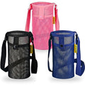 Mesh Sling Bag for Water Bottle, Snacks, Dog Gear, Beach, Personal Items - color: pink & black&blue