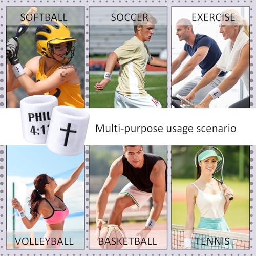 Misdary 6 Pair Cross Wristband Baseball Drip Football Accessory - color: White