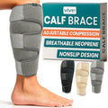 Vive Calf Brace - Adjustable Shin Splint Support - Lower Leg Compression Wrap Increases Circulation, Reduces Muscle Swelling - Calf Sleeve for Men and Women - Pain Relief (Gray) - color: Gray