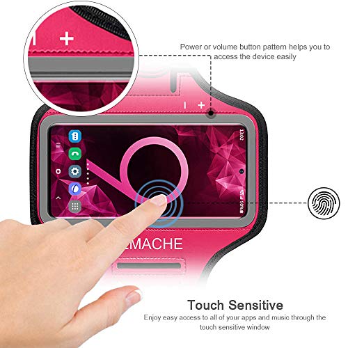 Galaxy S10+ S9+ S8+ Armband, JEMACHE Gym Running Workouts Arm Band for Samsung Galaxy S10 Plus/S9 Plus/S8 Plus with Key Holder (Rose)