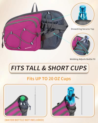 sportsnew Waist Pack with Water Bottle Holder, Fanny Pack for Men Women - color: Deep Pink