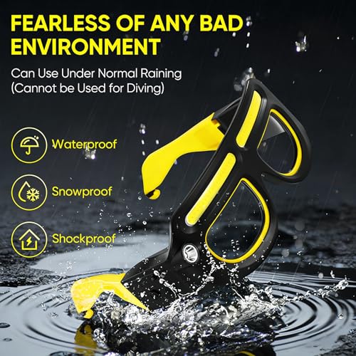 LED Headlight Glasses Rechargeable Headlight Glasses with Motion Sensor & Touch Control, Adjustable Safety Eyewear - color: Yellow-2