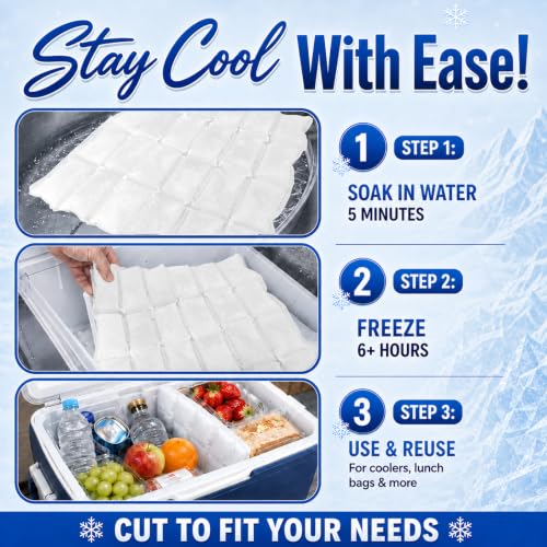Shipping Cold Packs Dry Ice for Shipping Frozen Food, Flexible Cold Ice Pack Sheets for Coolers, Long Lasting Freezer Ice Packs 14'' X 13'' 144Cells - style: 6X4cell 6sheet - 144cells