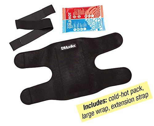 MUELLER Sports Medicine Reusable Cold/Hot Therapy Wrap, Ice Pack, Cold & Hot Packs for Injuries and Pain Relief, Black, Large