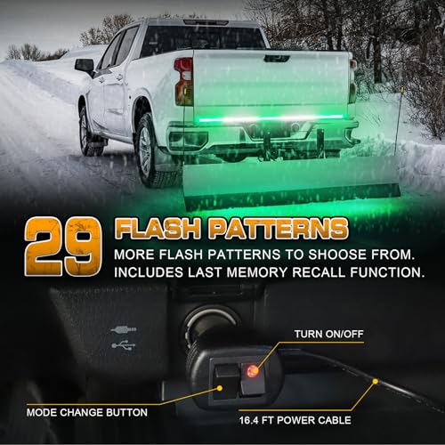 XRIDONSEN 60 inch Tailgate Lights Strip Green White Strobe Lights - color: Green/White
