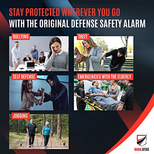 Original Defense® Siren Self-Defense Alarm - 130 dB Keychain Alarm with LED Strobe Light for Women, Children, and Elderly - Police Recommended - (Black, 1 Count) - color: Black