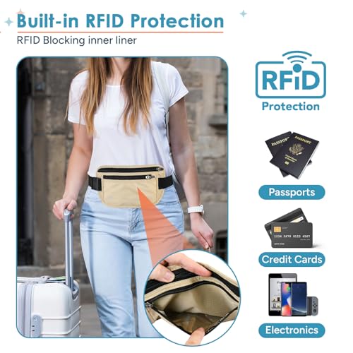 travel inspira RFID Blocking Hidden Money Belt - color: Khaki