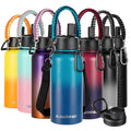 KXIAOCHEN Insulated Water Bottle with Strap, 48-Hour Cold, 2 Lids - color: Dark-Night, size: 32 Ounces