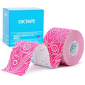 OK TAPE PRO Kinesiology Tape, 2inch x Long Roll 16ft Free Cut Tape, Elastic Athletic Tape Therapeutic Latex Free, Pink+White - color: Pink+white, size: 1 Rolls