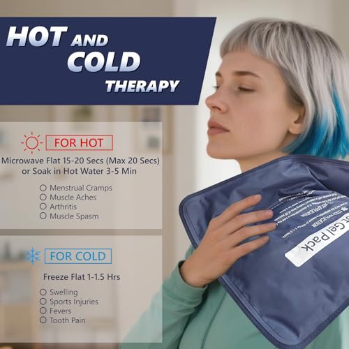 Reusable Gel Soft Flexible Ice Packs for Injuries, Large 11.81"x 15.75" Freezer Cold Pack for Knees, Back, Face, Cold Compress Therapy for Swelling, Bruises, Surgery Muscle Pain Relief