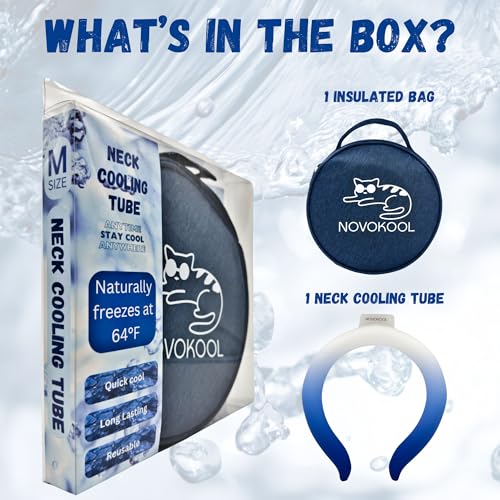 Neck Cooling Tube with Insulated Bag - Reusable Ice Ring Neck Cooler Wrap Indoor Outdoor - Wearable Cooling Ring - Relief for Summer and Hot Flashes - Freezes Under 64℉ (Blue and White) - color: 1 Pack Blue and White
