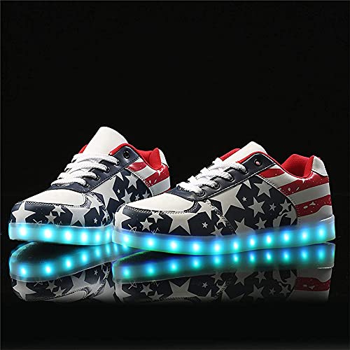 YuanRoad Unisex LED Light Up Shoes with USB Charging Glowing Luminous LED Sneakers - color: Blue, size: 13 Women/9.5 Men