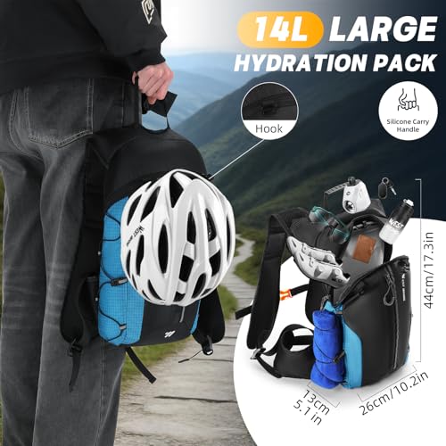 Hydration Backpack - Lightweight Water Backpack with 2L Water Bladder, Small Hiking Backpack for Running Cycling Camping Rave for Men Women - color: Blue1