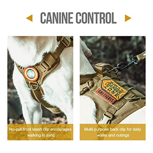 OneTigris Tactical Dog Harness with Handle No-Pull Adjustable for Small Dog - color: Brown, size: XX-Small