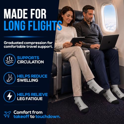 SB SOX Lite Compression Socks for Flying (15–20 mmHg) - color: Gray/Black, size: S/M
