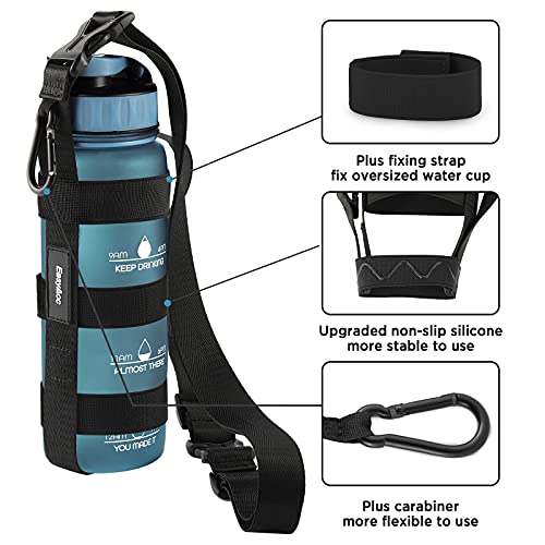 EasyAcc Water Bottle Holder Strap Sling, for Owala FreeSip 24 32 40 oz, Hydro Flask, Cirkul, Yeti, Stanley Flip, Universal Water Bottles, with Carabiner, for Walking Curise Travel (Bottle Excluded) - color: Fully Black
