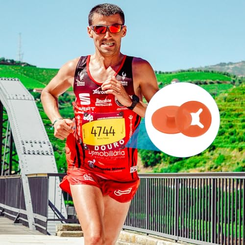PATIKIL Running Bib Race Clips, 40 Pcs Race Fastener Race Number Buckle Fixing System Marathon Number Buckles Fasteners Holders for Runners Field, Orange Red - color: Orange Red