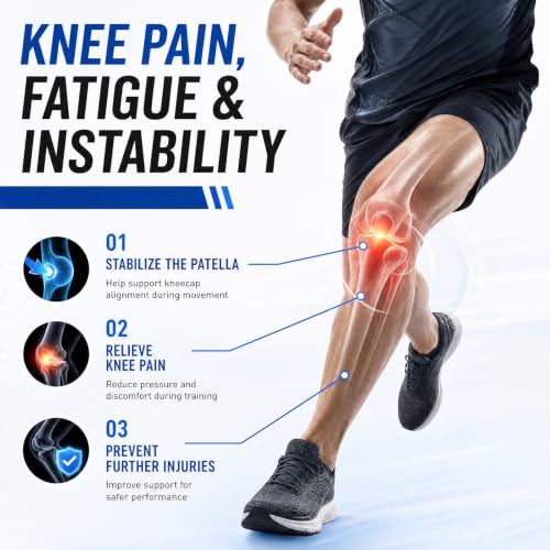 2 Pack Patella Knee Strap – Adjustable Tendon Support Brace for Pain Relief from Jumper's Knee, Tendonitis & Arthritis, Breathable Neoprene with Silicone Gel Padding for Running, Basketball, Tennis, Squats