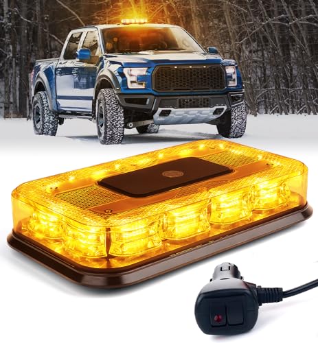 LUMENIX Rooftop Magnetic Strobe Beacon Amber LED Light Bar for Trucks - color: Amber