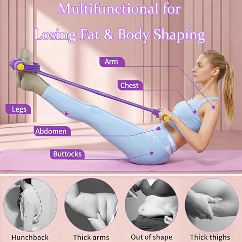 3Pcs Pedal Resistance Band with Handle Figure 8 Resistance Band Purple