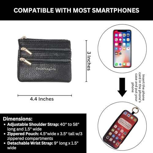 Save the Girls Clip & Go Phone Lanyard with Wallet Pouch, Leopard - color: Leopard Brown/Gold