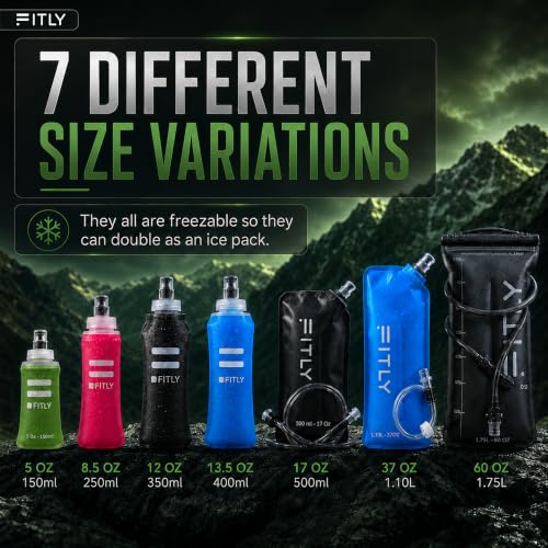 FITLY Soft Flask Running Water Bottle - Collapsible Hydration Flask - color: Forest Green, size: 5 Ounces